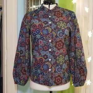 Retro style patterned blouse